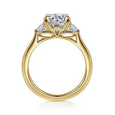 14K Yellow Gold 1.5CT Center 3 Stone Round Madison Engagement Semi-Mount S2086906